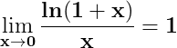 \dpi{150} \mathbf{\lim_{x\rightarrow 0}\frac{ln(1+x)}{x}=1}